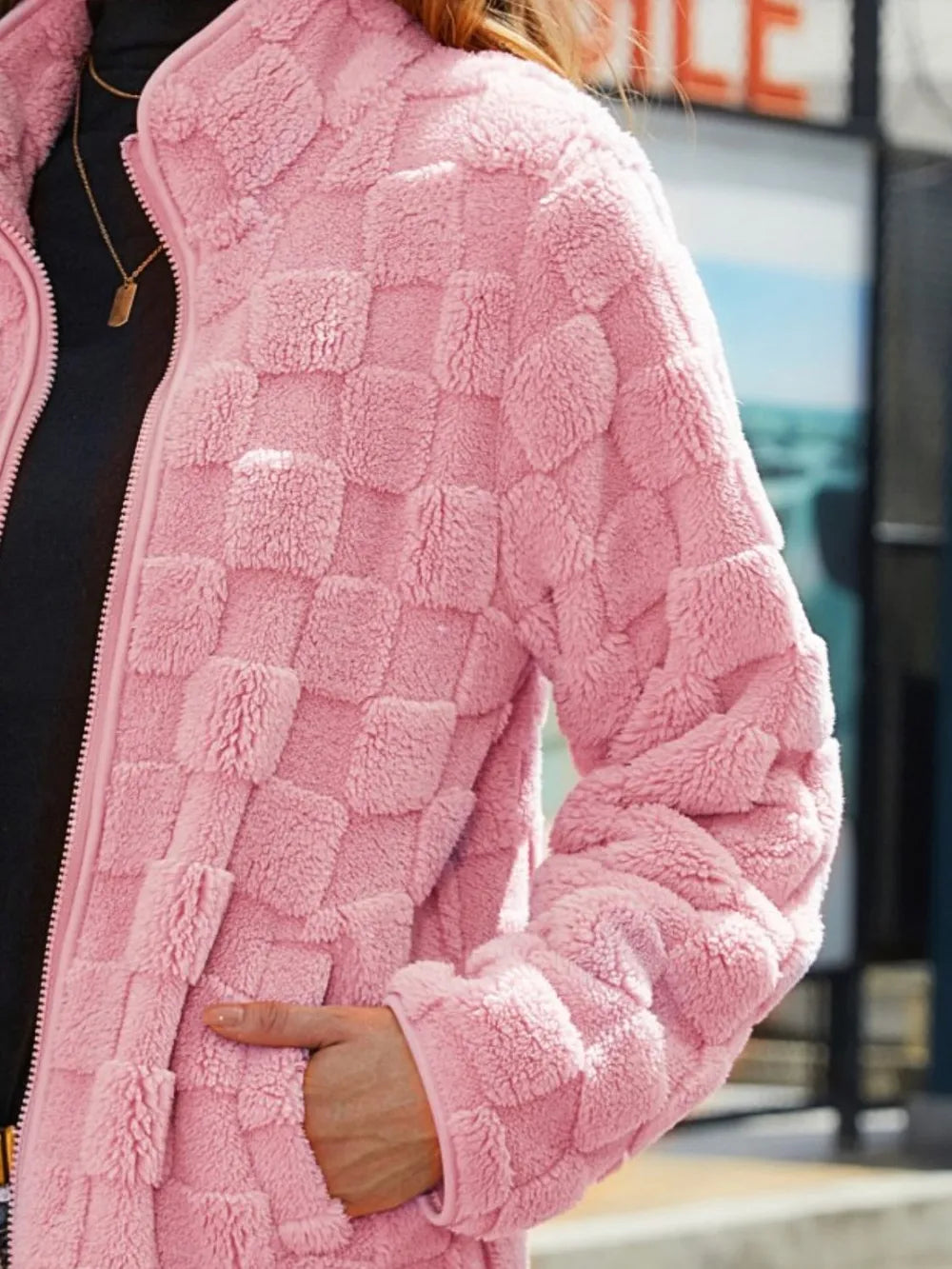 Checkered Zip Up Jacket