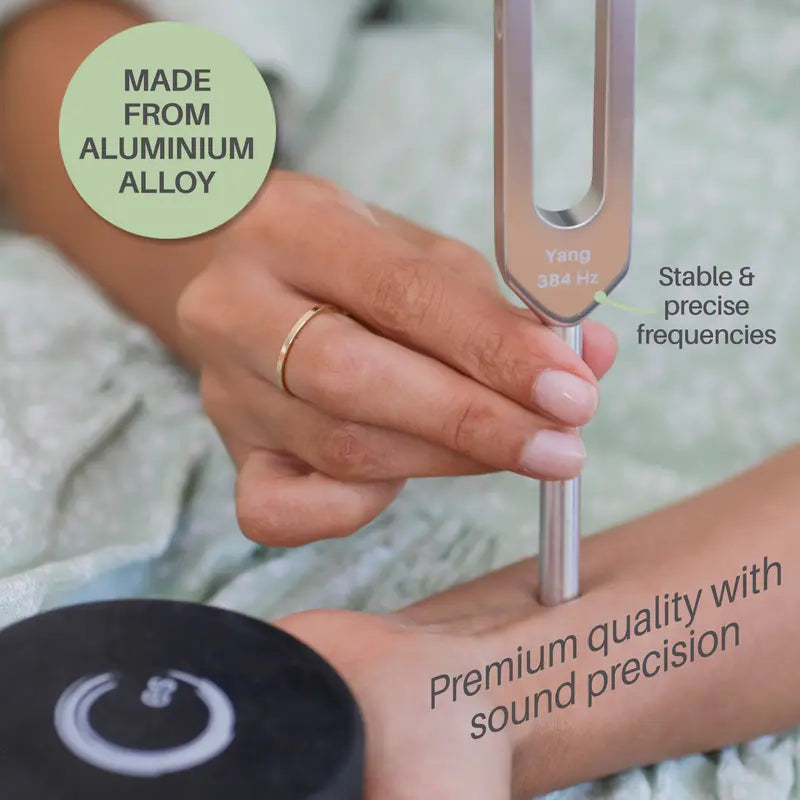 Resonance Sound Healing Tuning Fork Set – 128Hz, 136.1Hz, 256Hz, 384Hz with Activator