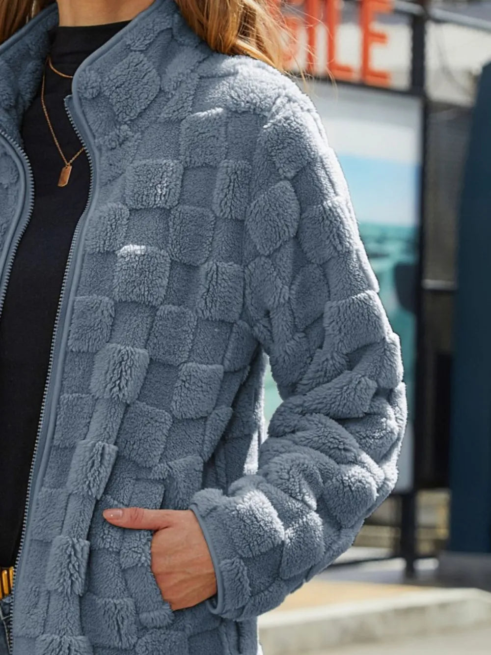 Checkered Zip Up Jacket
