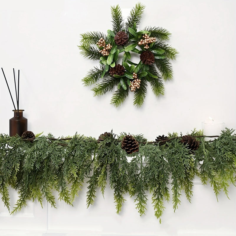 šArtificial Cedar Garland 72" with 10 artificial pine cones
