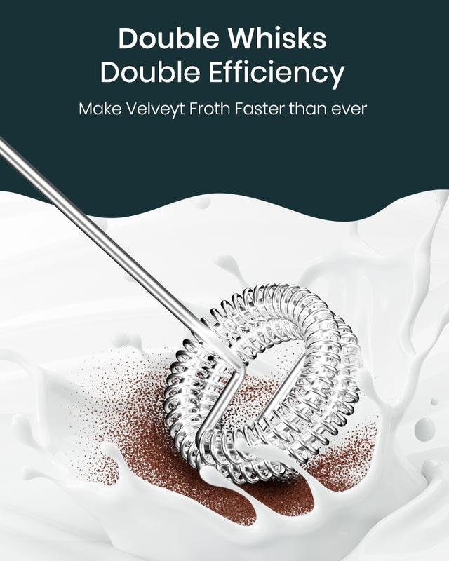 ☕Powerful Milk Frother WandRechargeable Electric Whisk with 3 Heads