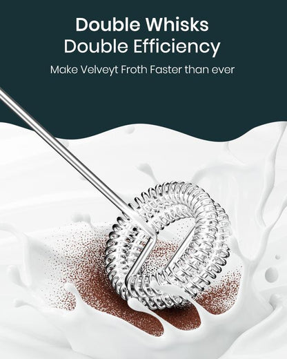 ☕Powerful Milk Frother WandRechargeable Electric Whisk with 3 Heads