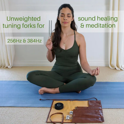 Resonance Sound Healing Tuning Fork Set – 128Hz, 136.1Hz, 256Hz, 384Hz with Activator