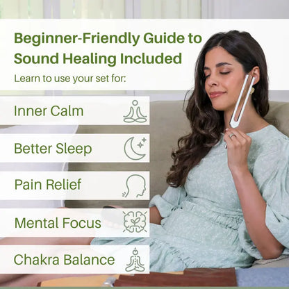 Resonance Sound Healing Tuning Fork Set – 128Hz, 136.1Hz, 256Hz, 384Hz with Activator