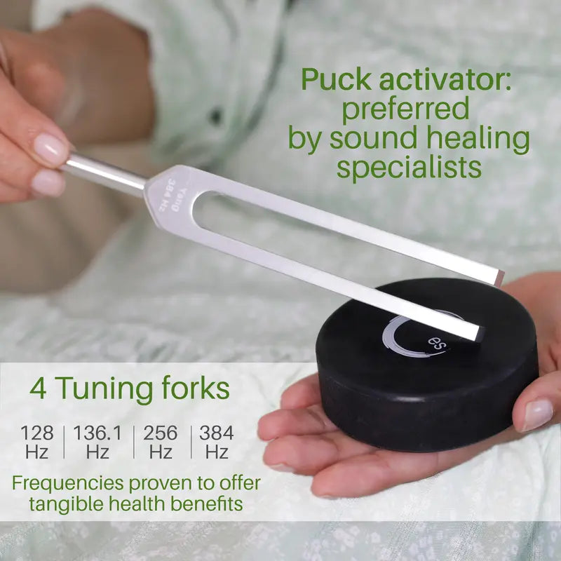 Resonance Sound Healing Tuning Fork Set – 128Hz, 136.1Hz, 256Hz, 384Hz with Activator