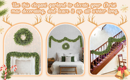 🎄Artificial Cedar Garland 72" with 10 artificial pine cones