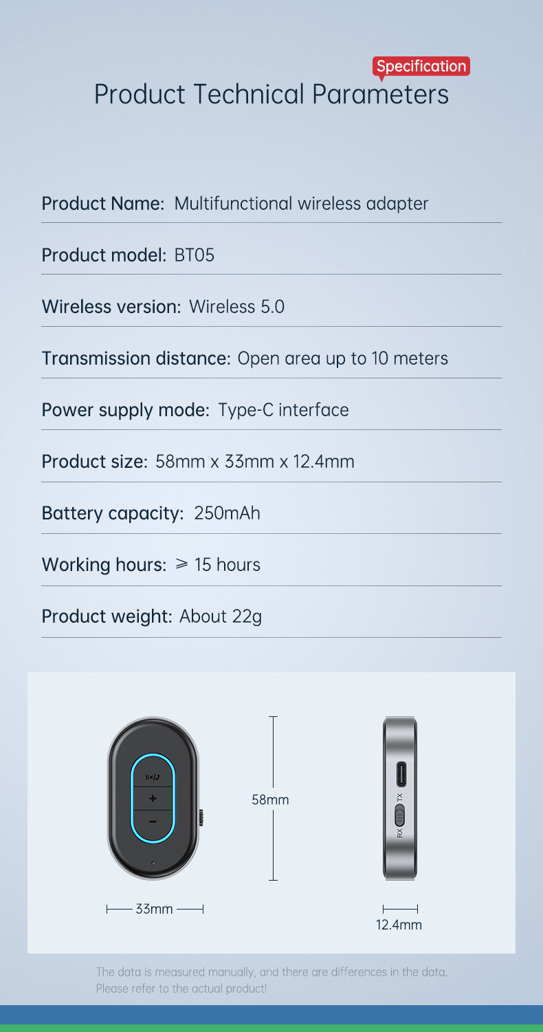 🎵Bluetooth Audio Receiver🎵Car Bluetooth Transmitter, AUX Input Bluetooth Sound Adapter