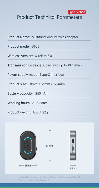 🎵Bluetooth Audio Receiver🎵Car Bluetooth Transmitter, AUX Input Bluetooth Sound Adapter