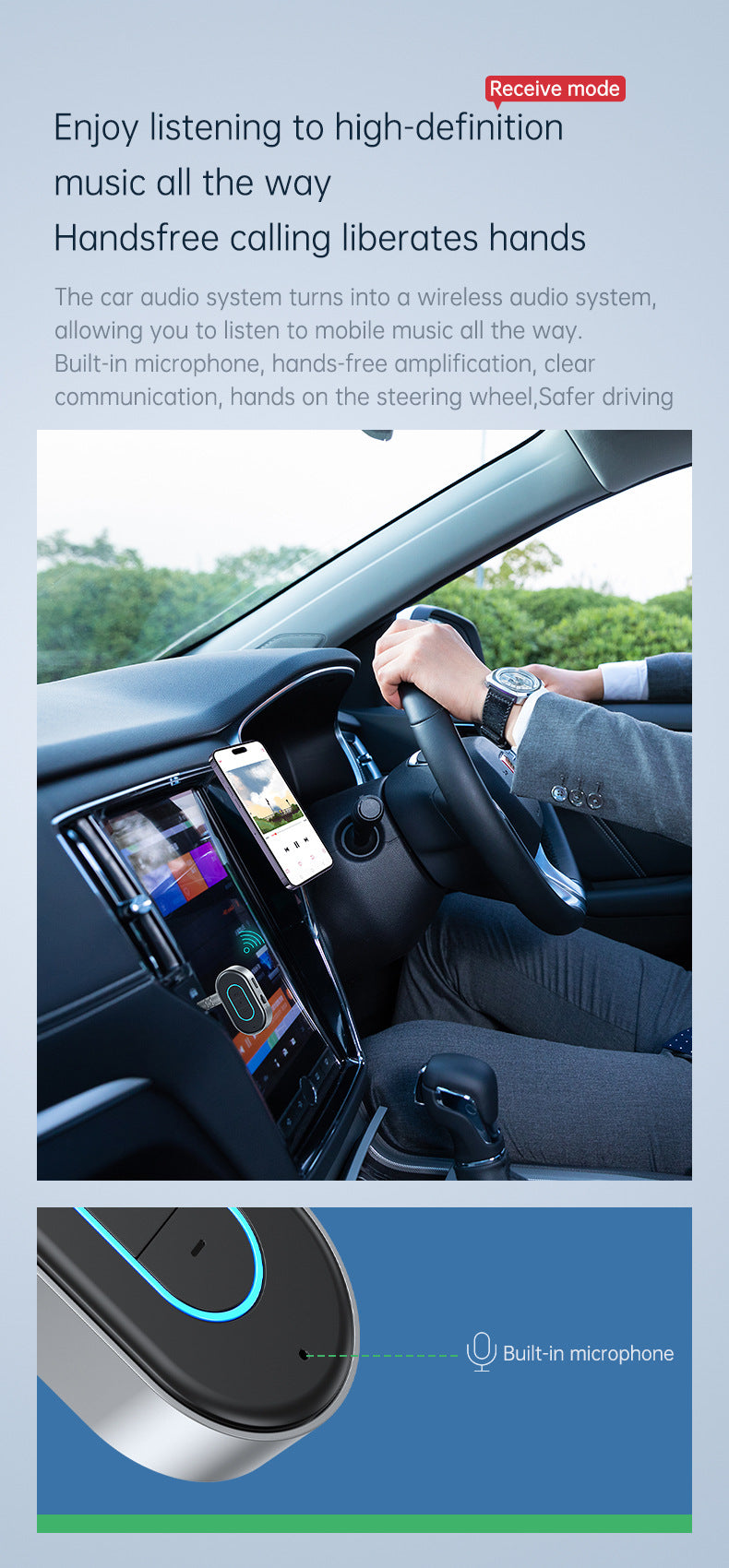 🎵Bluetooth Audio Receiver🎵Car Bluetooth Transmitter, AUX Input Bluetooth Sound Adapter