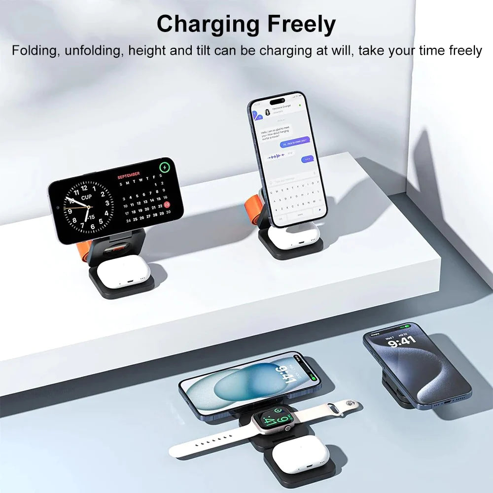 ⚡Magnetic Foldable 3 in 1 Mag-Safe Charger