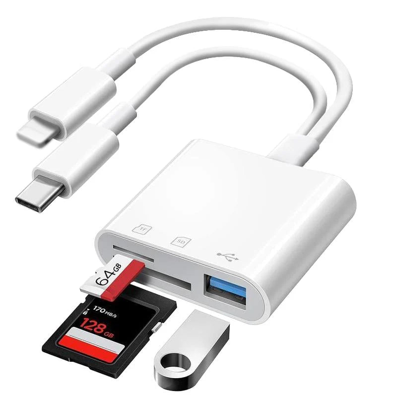 📷5-in-1 SD Card Reader for iPhone/iPad/Android - Lightning & Type-C