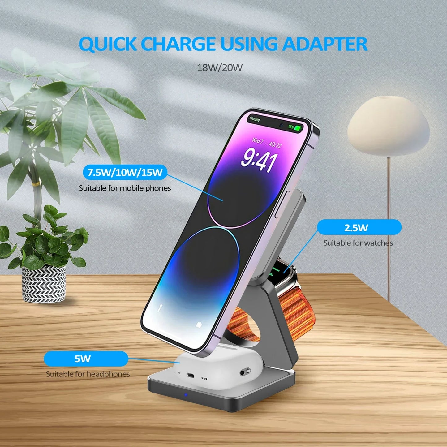 ⚡Magnetic Foldable 3 in 1 Mag-Safe Charger
