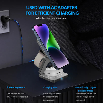 ⚡Magnetic Foldable 3 in 1 Mag-Safe Charger