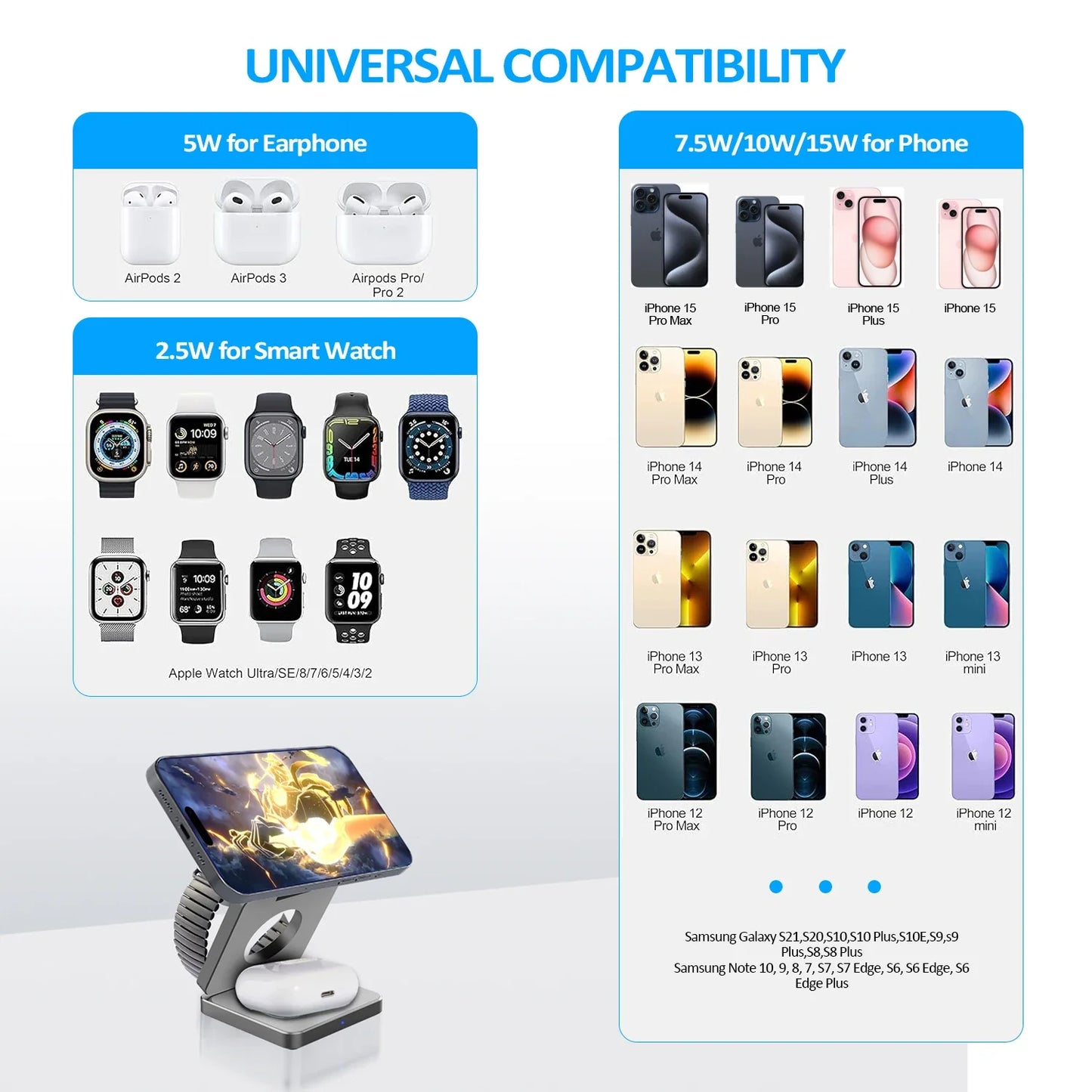 ⚡Magnetic Foldable 3 in 1 Mag-Safe Charger